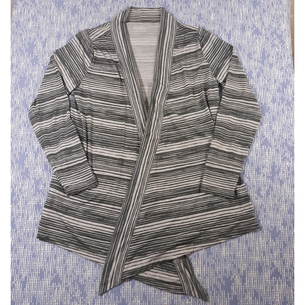 Eddie Bauer Travex Open Front Lightweight Cardigan Wrap Womens L Gray Stretch